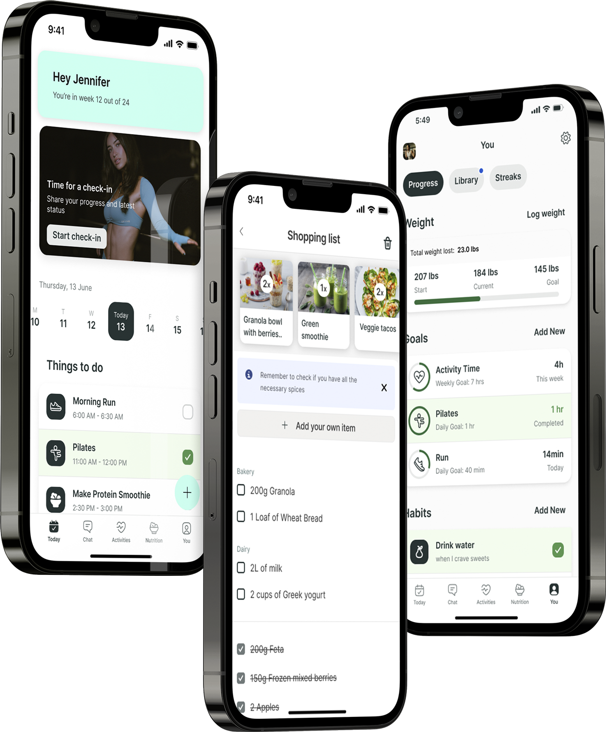 A mockup of the coaching app showcasing the features.